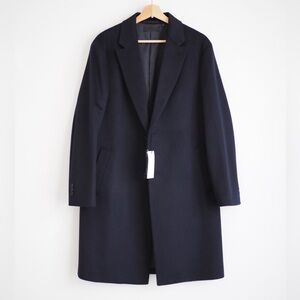 Uniqlo wool cashmere chesterfield coat navy size xs new